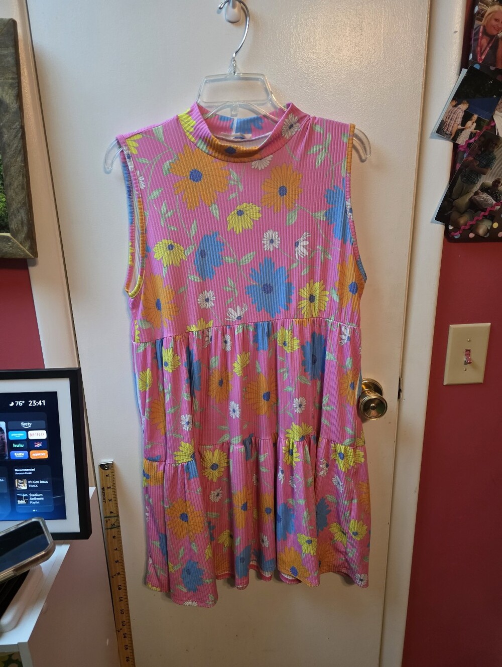 Carole Christian Sleeveless Floral Knee Length Dress Size Large